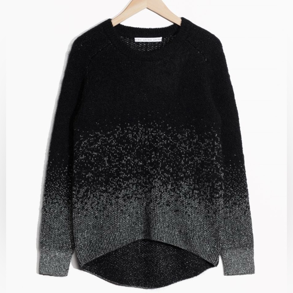 & Other Stories Black and Silver Ombre Crewneck Sweater
